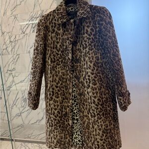 J. Crew Brown Leopard Print pea coat
